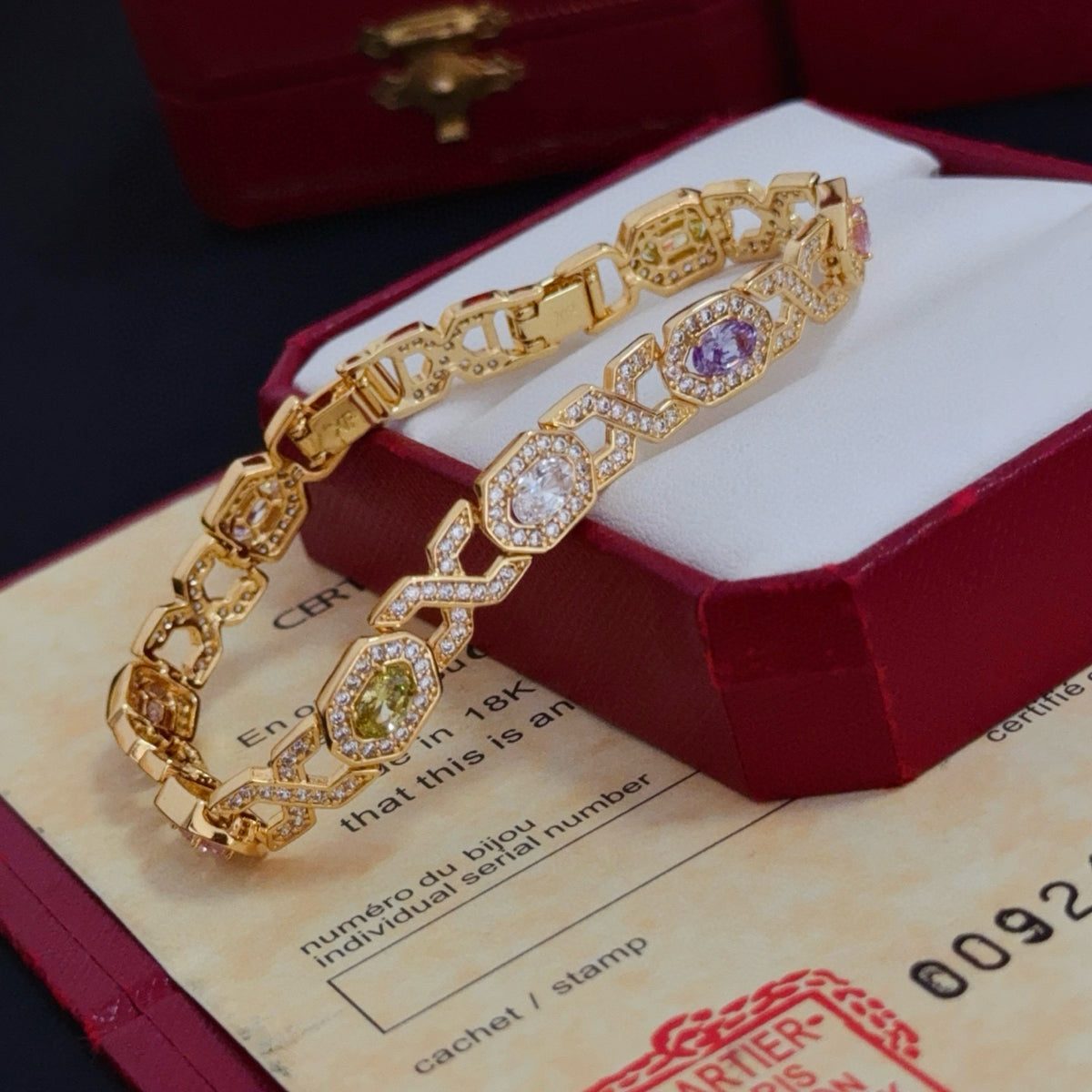 gold crystal floral Bangle for men - alternate angle view 9