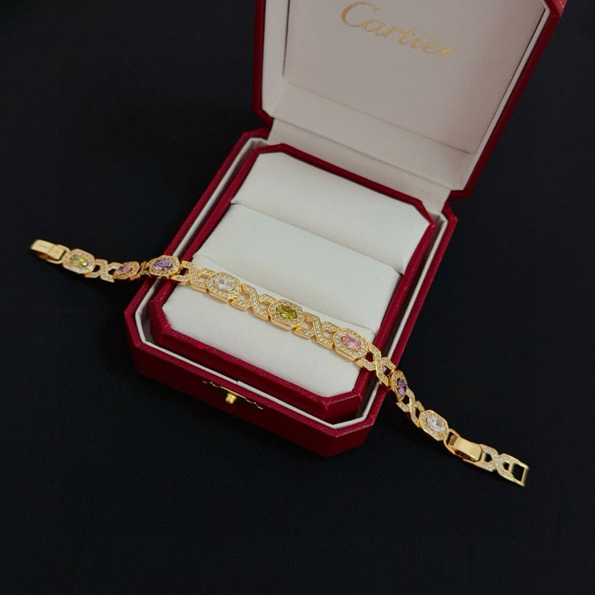 gold crystal floral Bangle for men - alternate angle view 6