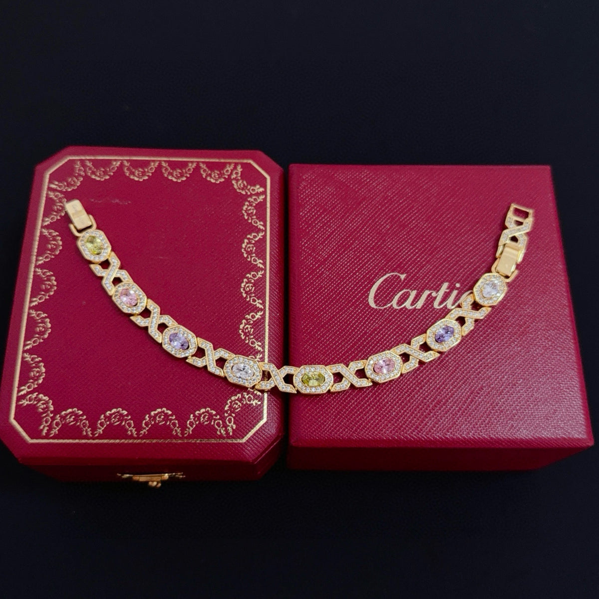 gold crystal floral Bangle for men - alternate angle view 8