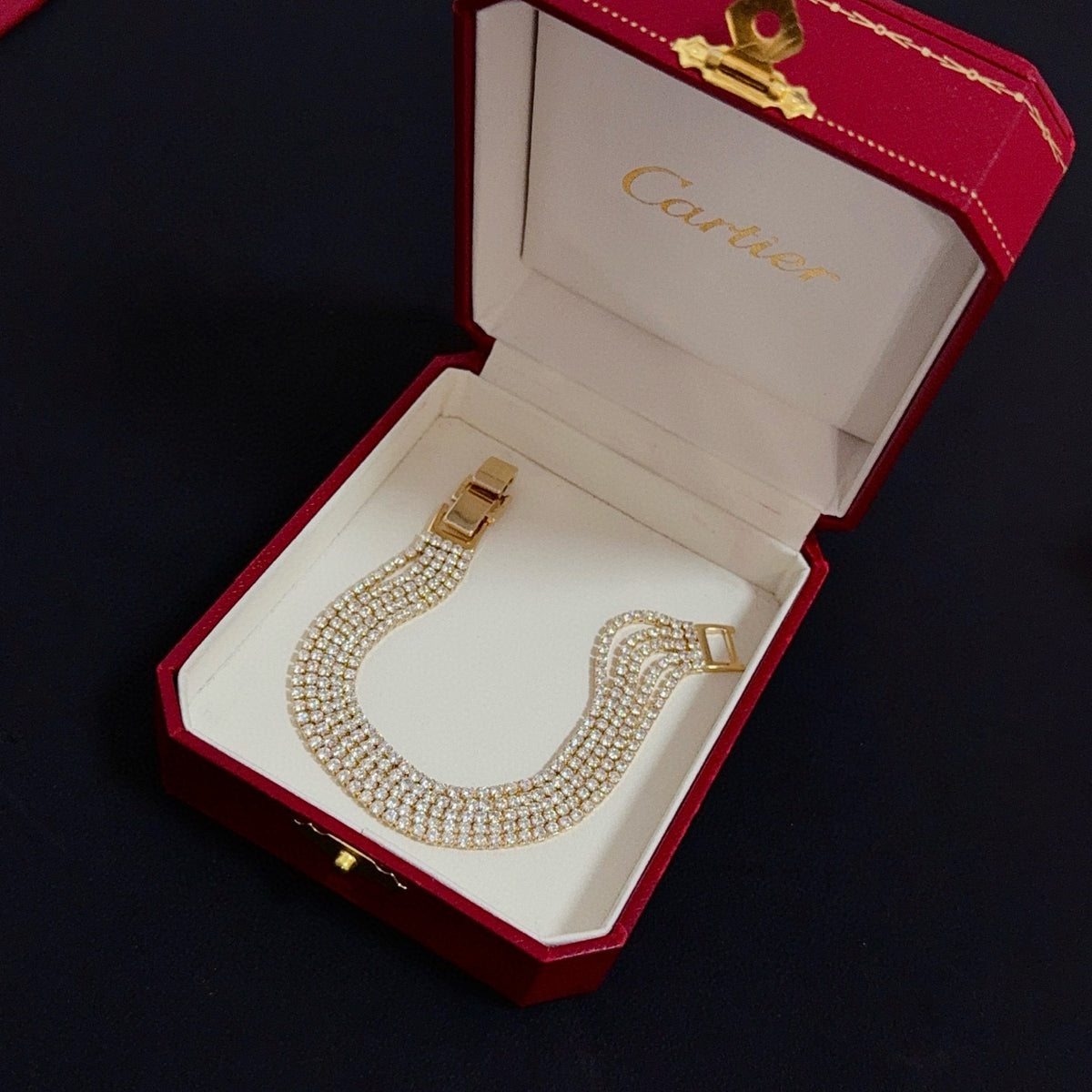gold crystal floral Bangle for men - alternate angle view 5