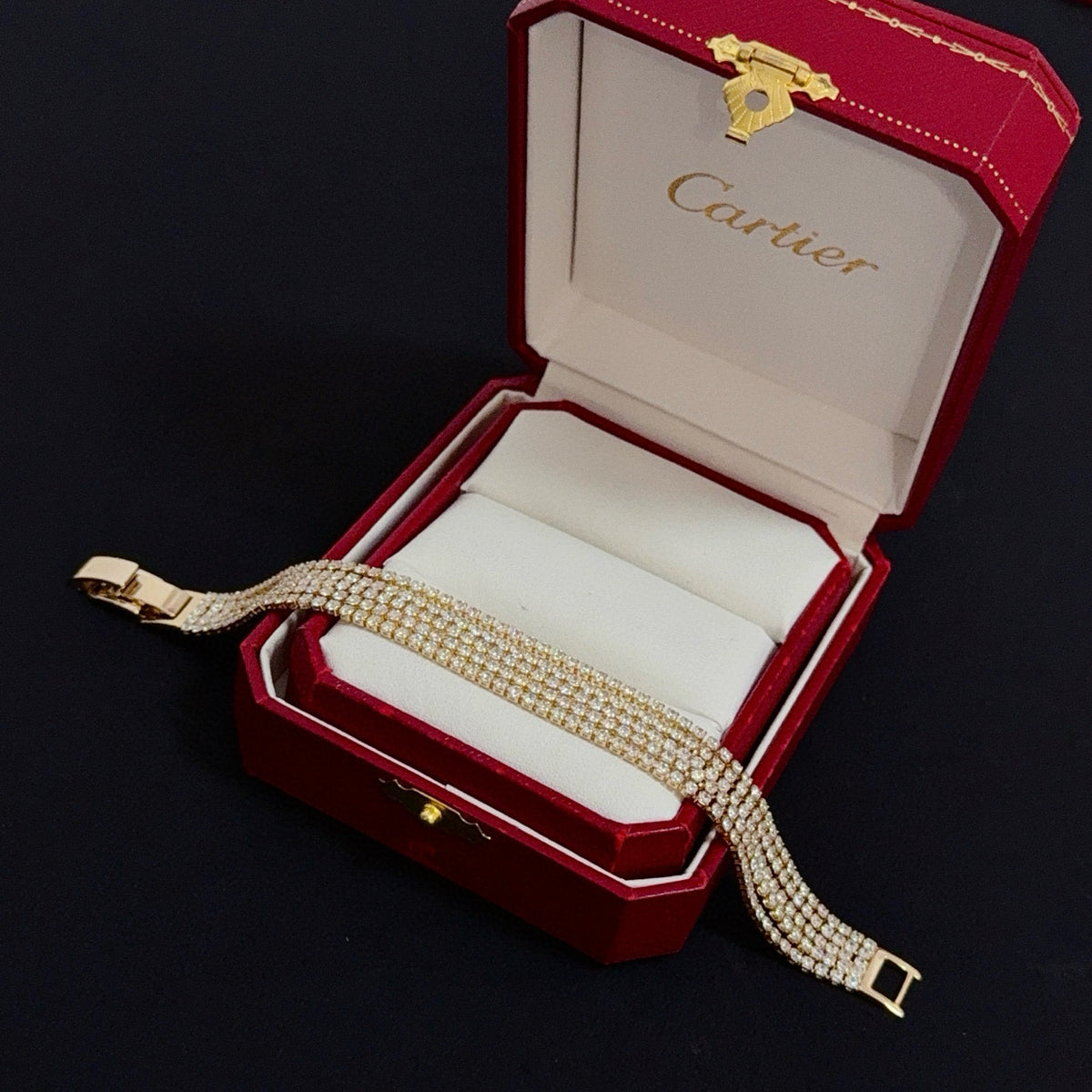 gold crystal floral Bangle for men - alternate angle view 2