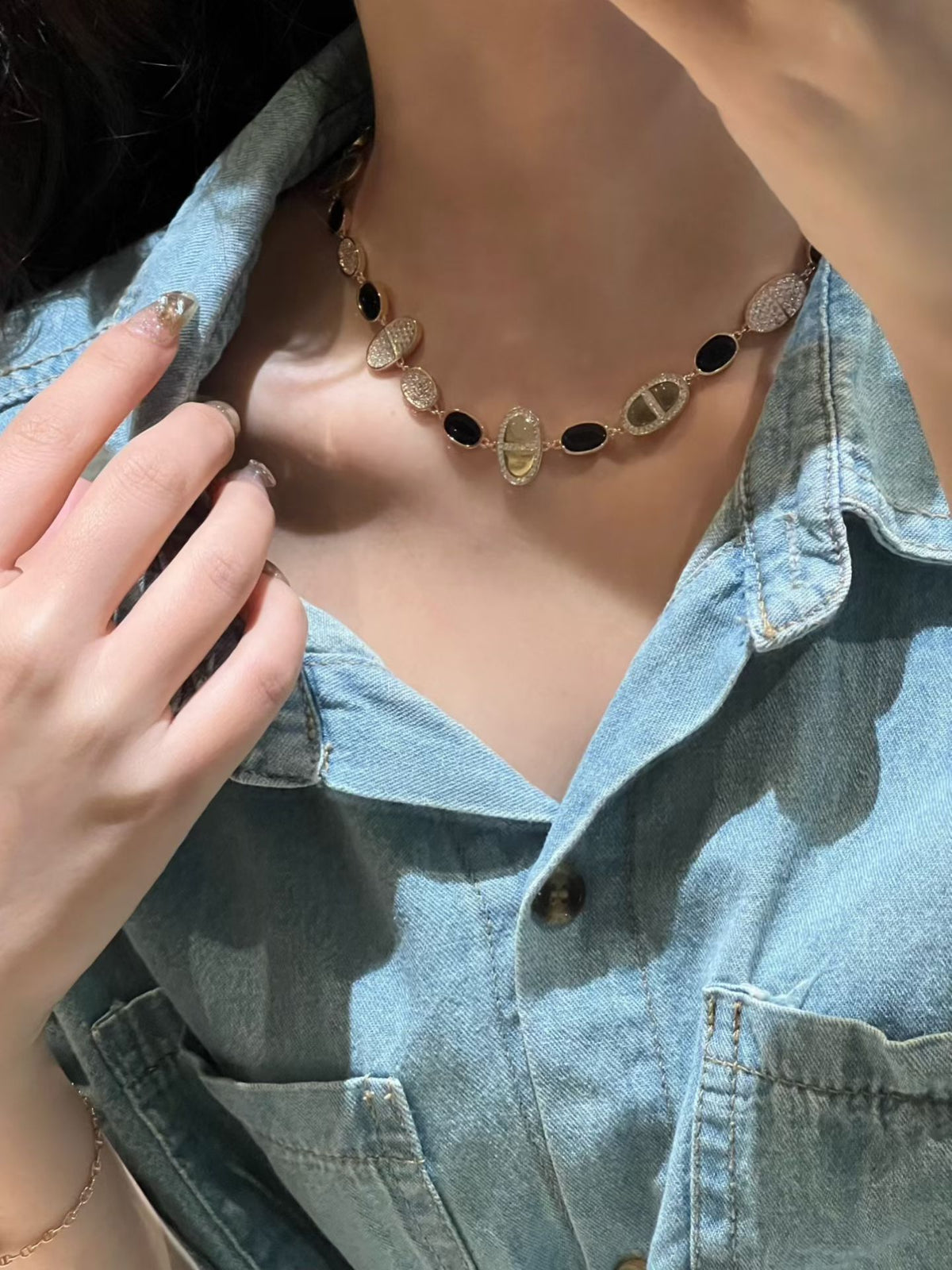 gold heart Necklace for women - alternate angle view 3
