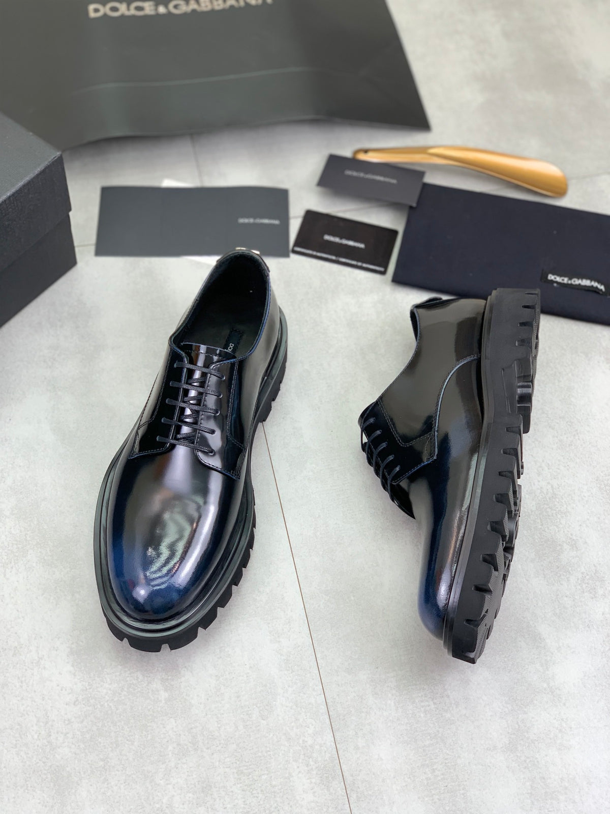 Dolce & Gabbana DG Men's Dress Shoes in Italian Patent Calfskin