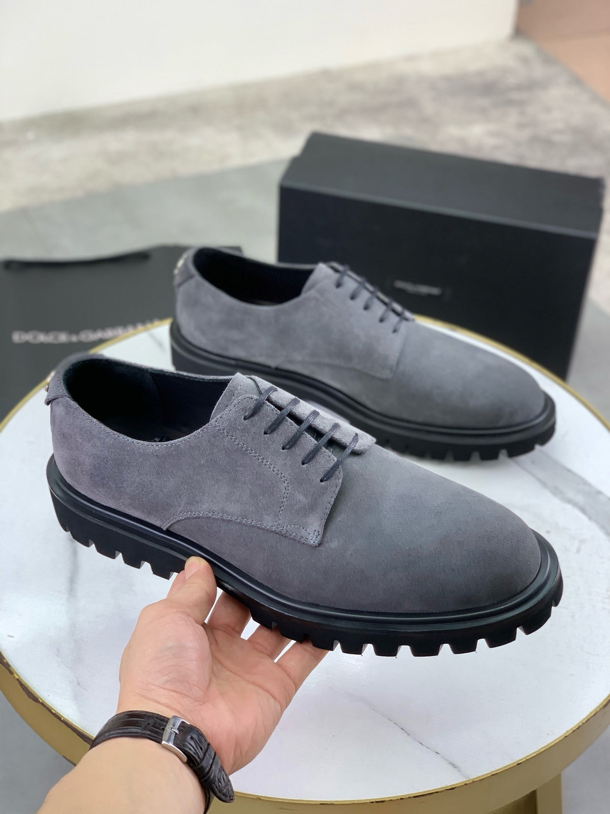 Dolce & Gabbana DG Men's Slip-On Moccasin Loafers with Metal Detail