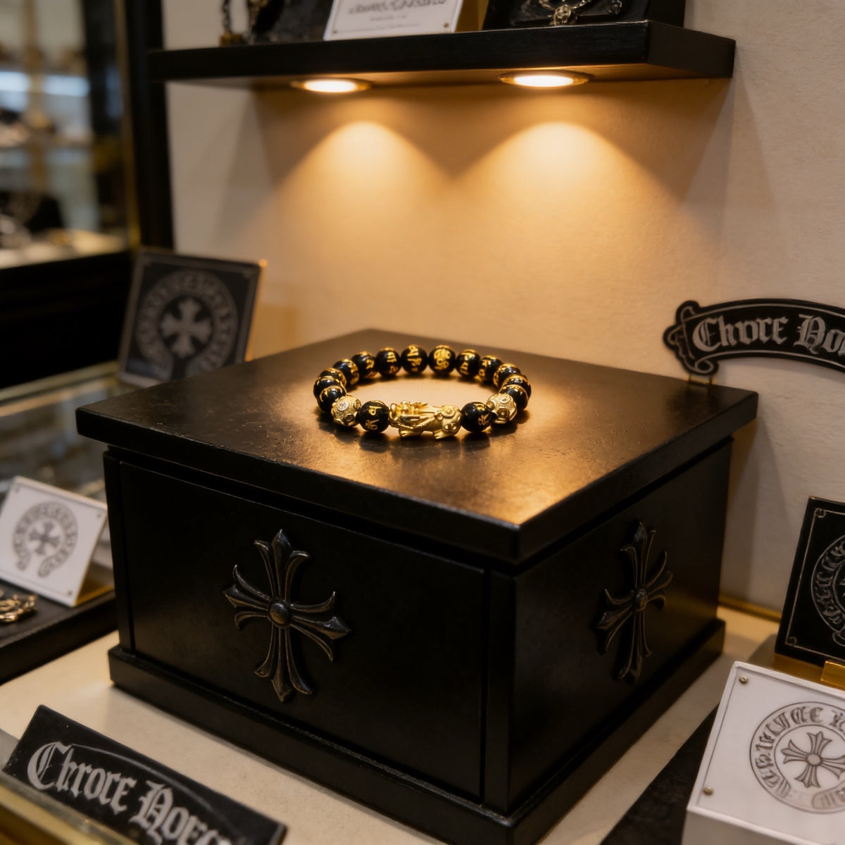 antique cross Bracelet for men - alternate angle view 2