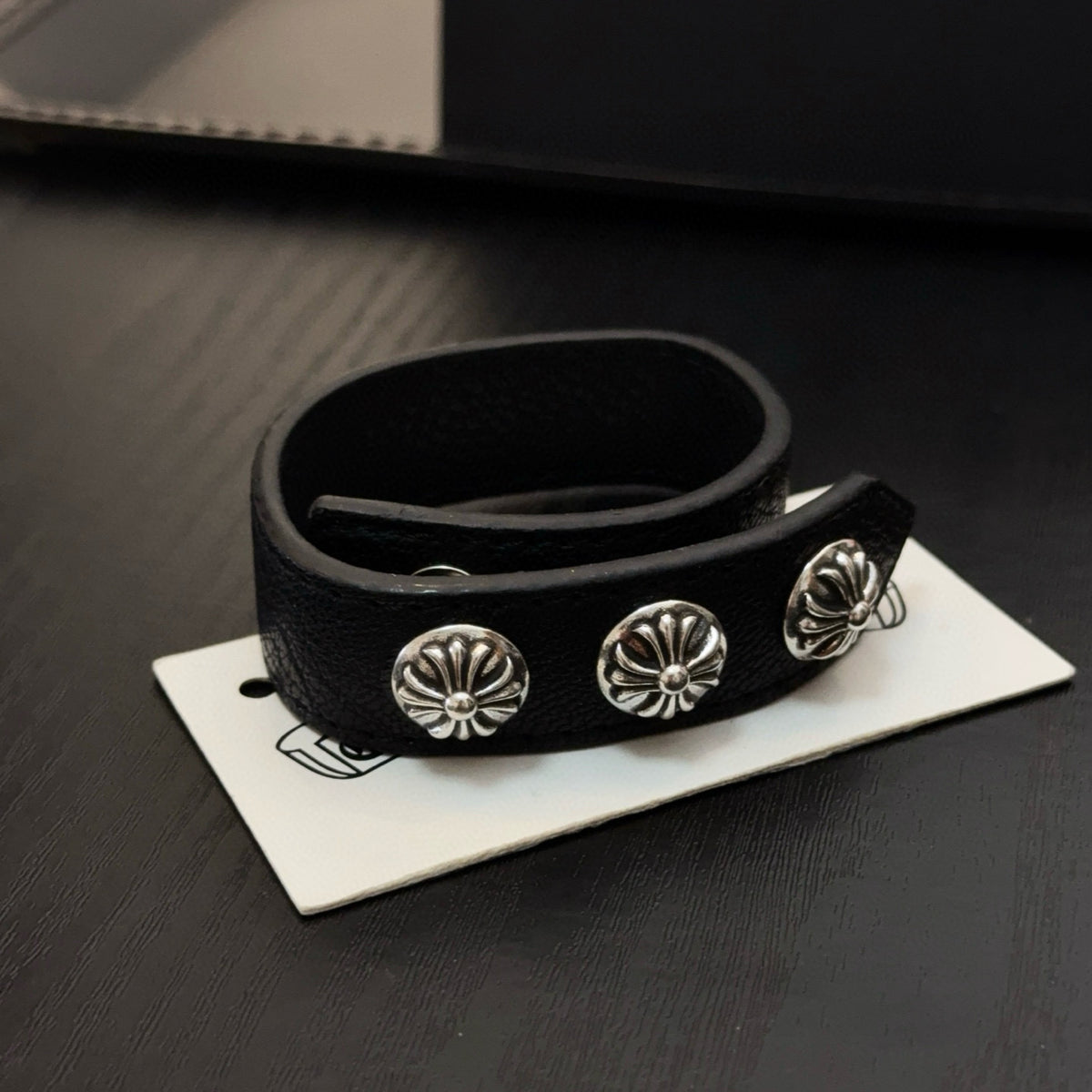 antique leather cross Bracelet for men - alternate angle view 7