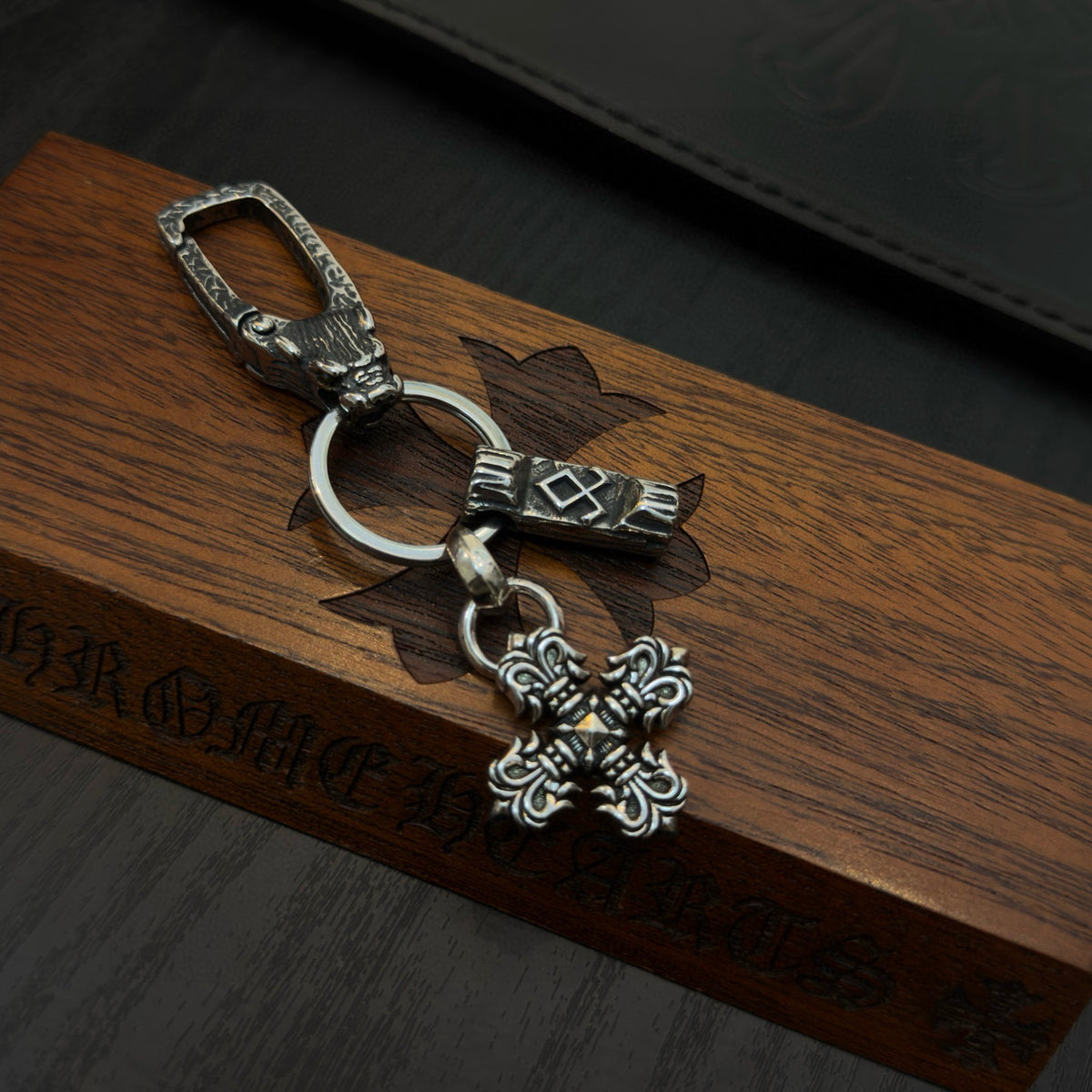silver cross Keychain for men - alternate angle view 7