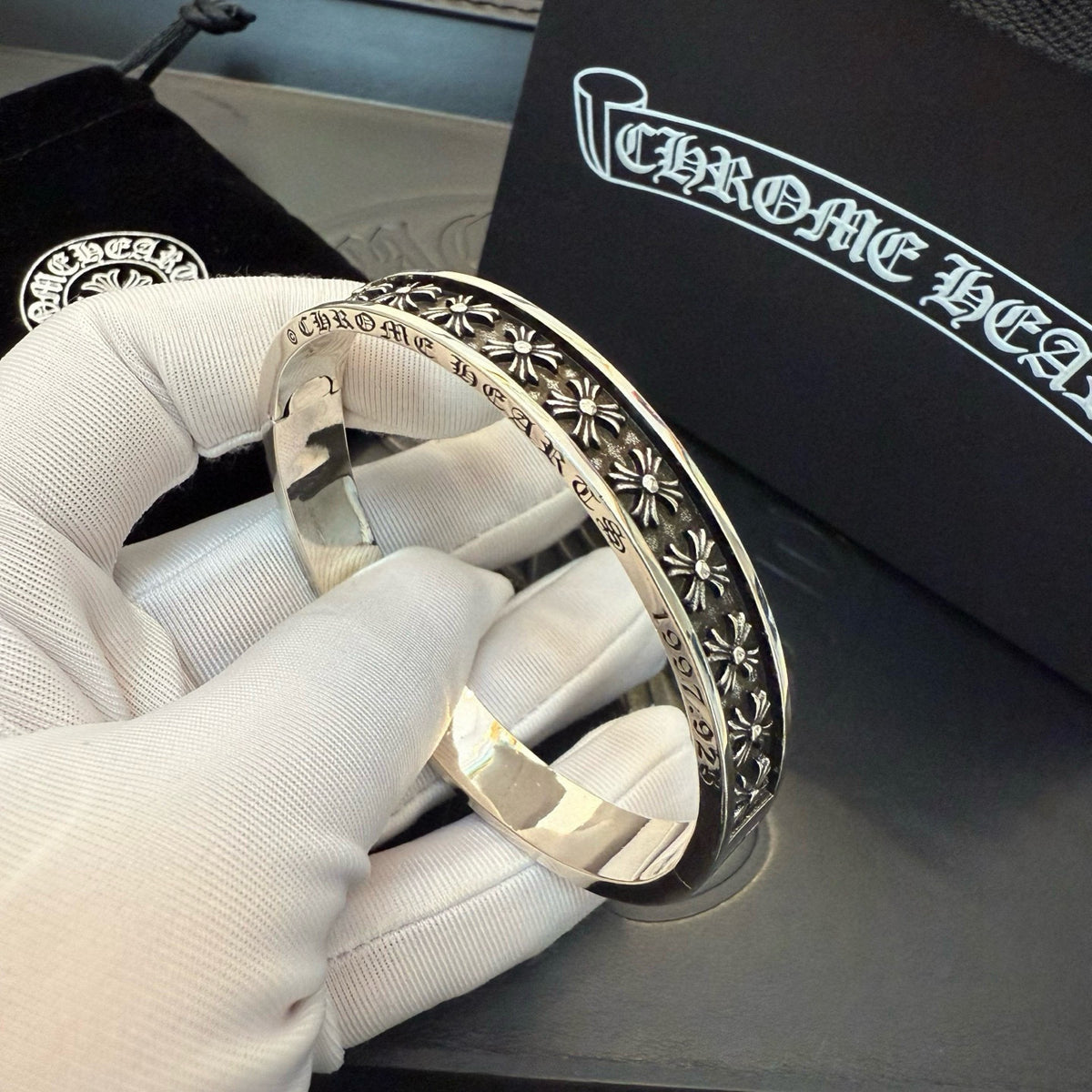 antique cross Bangle for women - alternate angle view 10