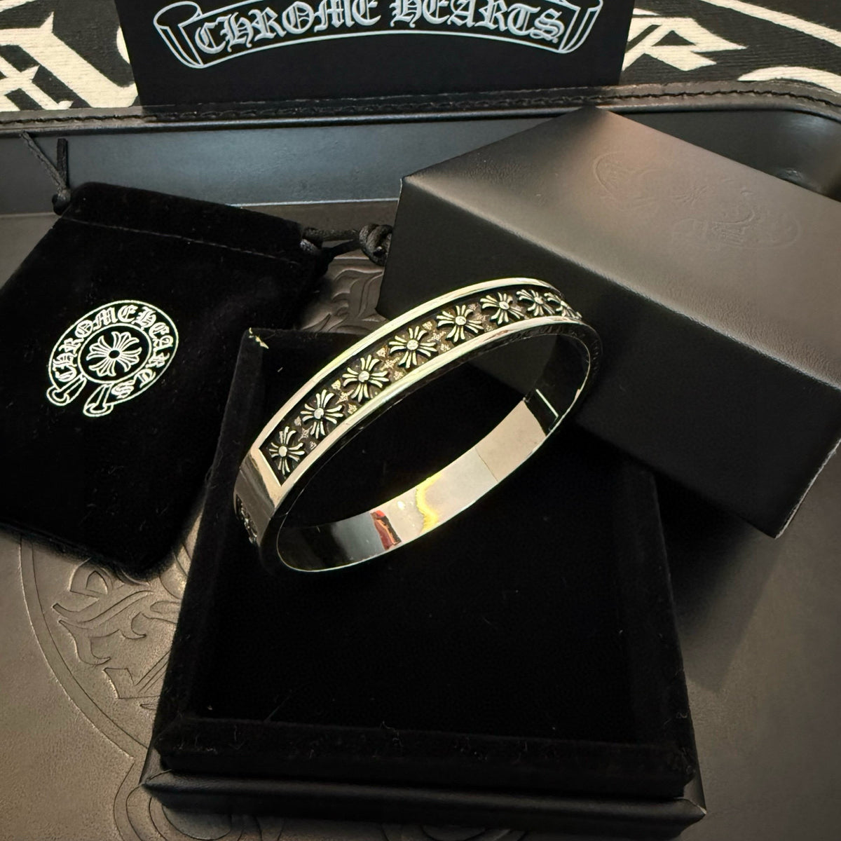antique cross Bangle for women - alternate angle view 6