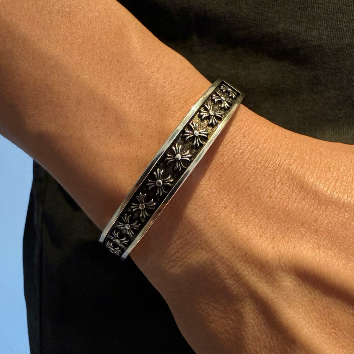 antique cross Bangle for women - alternate angle view 3