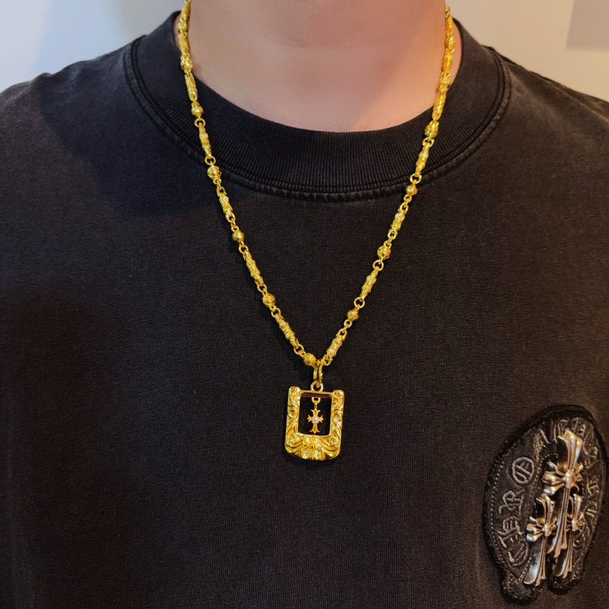 antique cross Pendant for men - product detail view