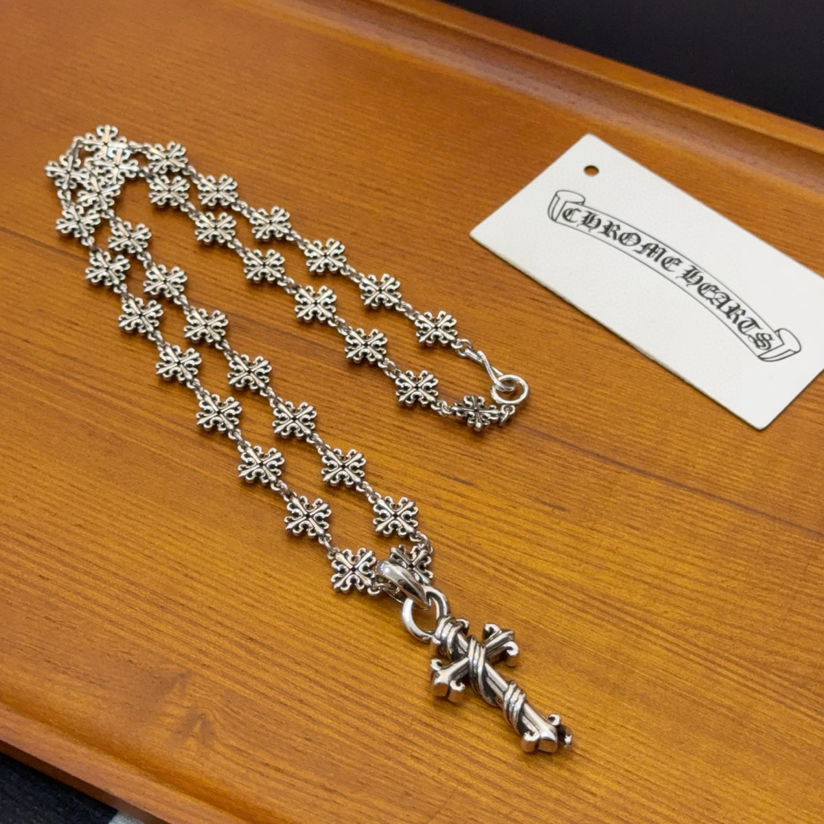 antique crystal cross Pendant for men - alternate angle view 10