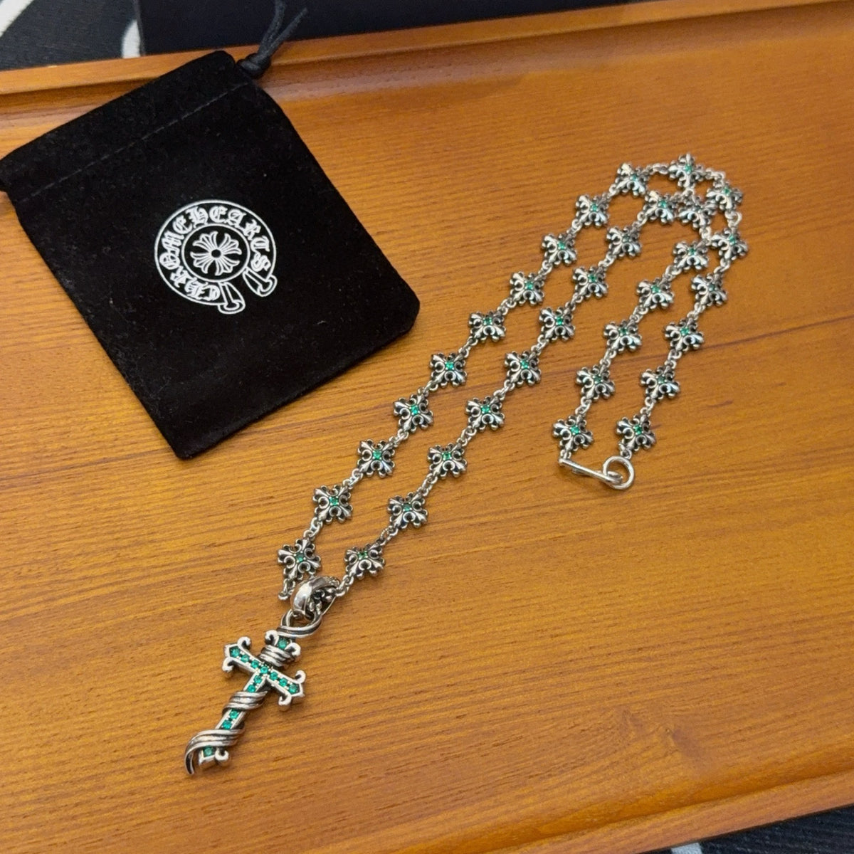 antique crystal cross Pendant for men - alternate angle view 7