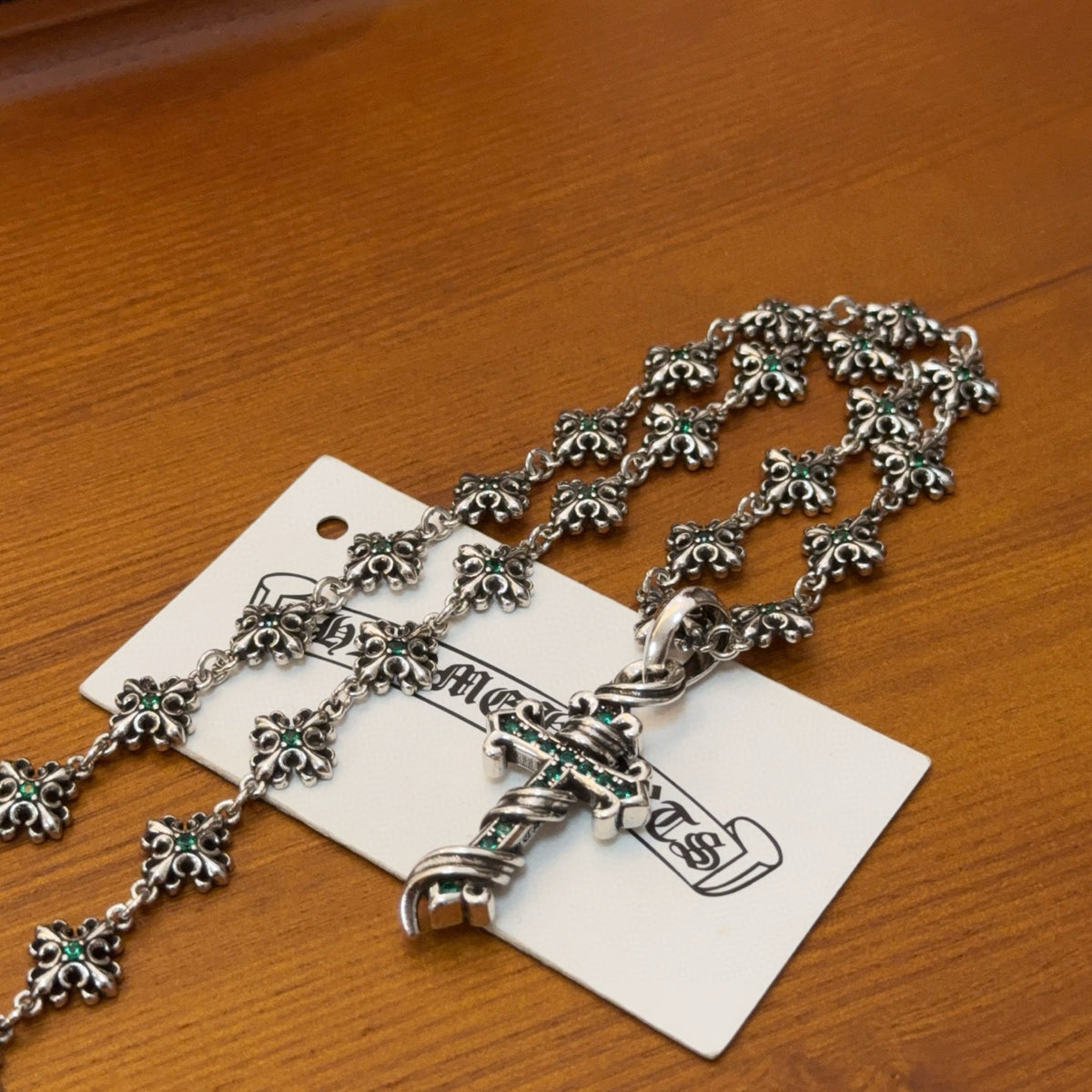 antique crystal cross Pendant for men - alternate angle view 9