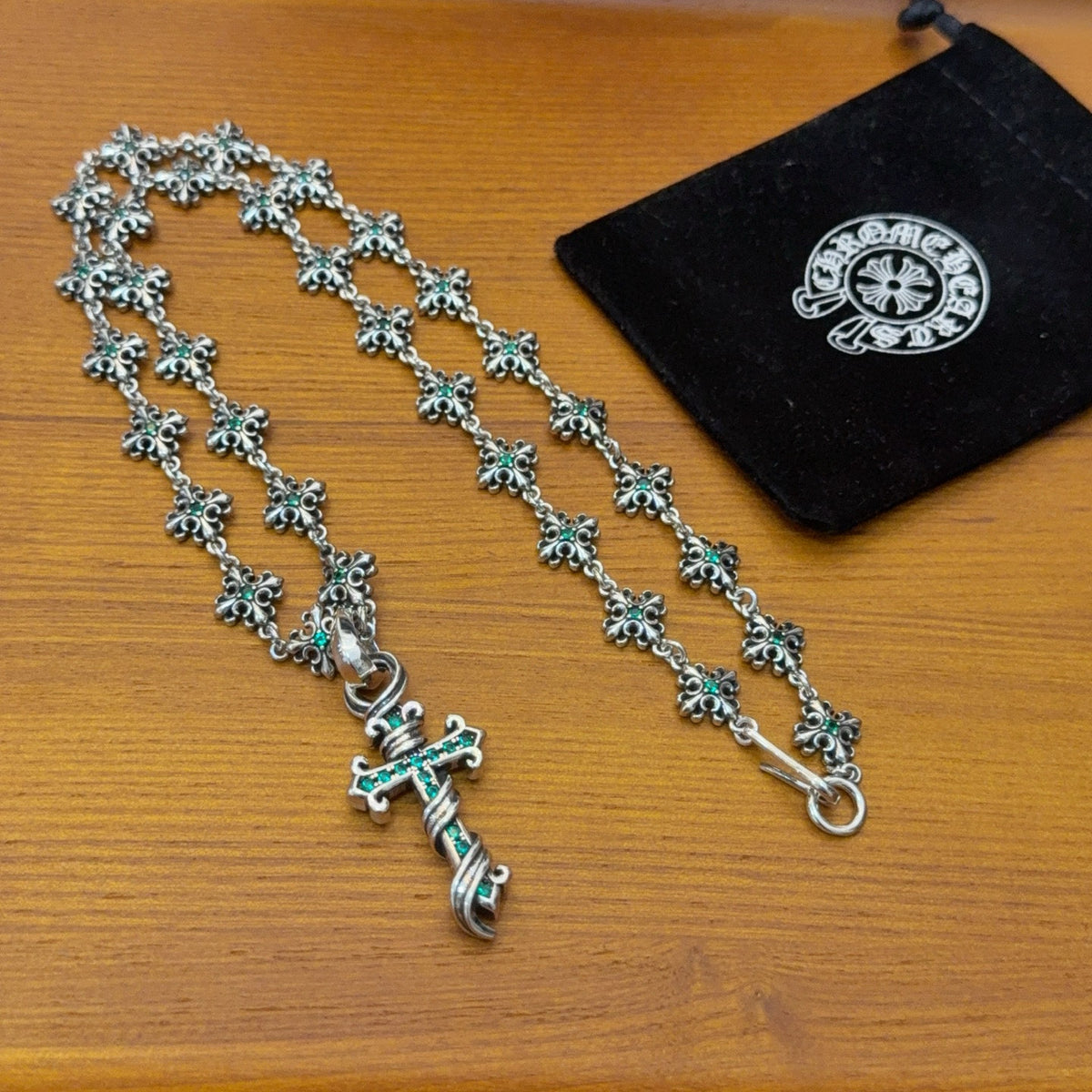 antique crystal cross Pendant for men - alternate angle view 8