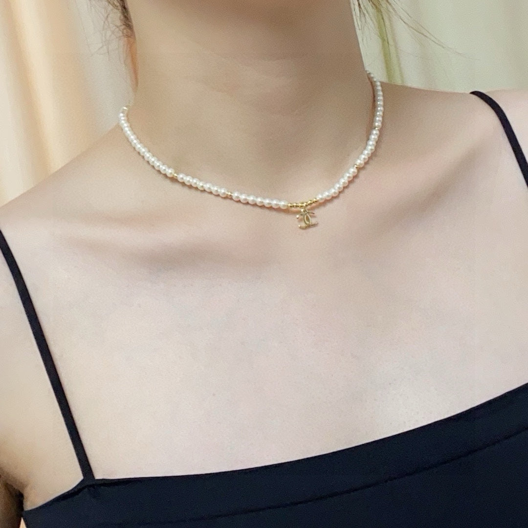 pearl letter Pendant for women - alternate angle view 2