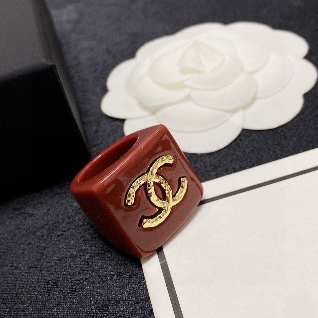 white acrylic letter Ring for women - alternate angle view 8