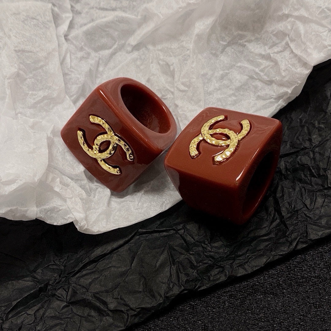white acrylic letter Ring for women - alternate angle view 7