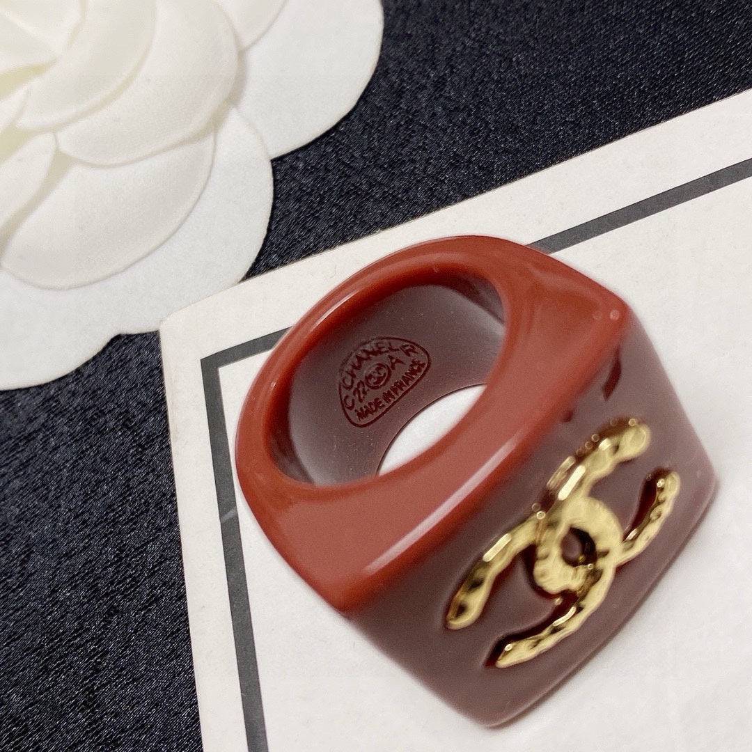 white acrylic letter Ring for women - alternate angle view 5