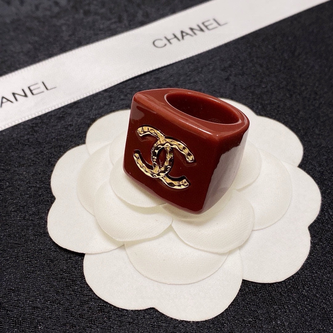 white acrylic letter Ring for women - alternate angle view 4