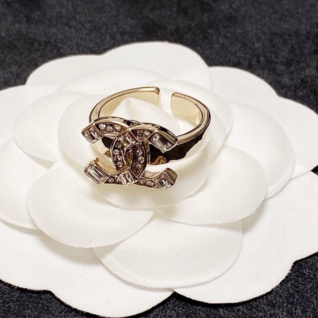 white crystal letter Ring for women - alternate angle view 5