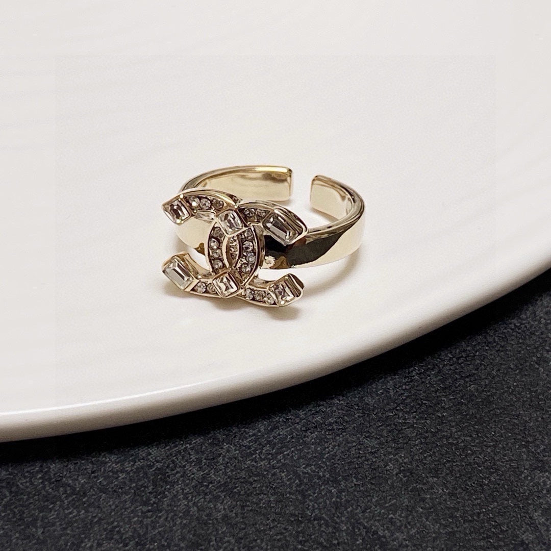 white crystal letter Ring for women - alternate angle view 2