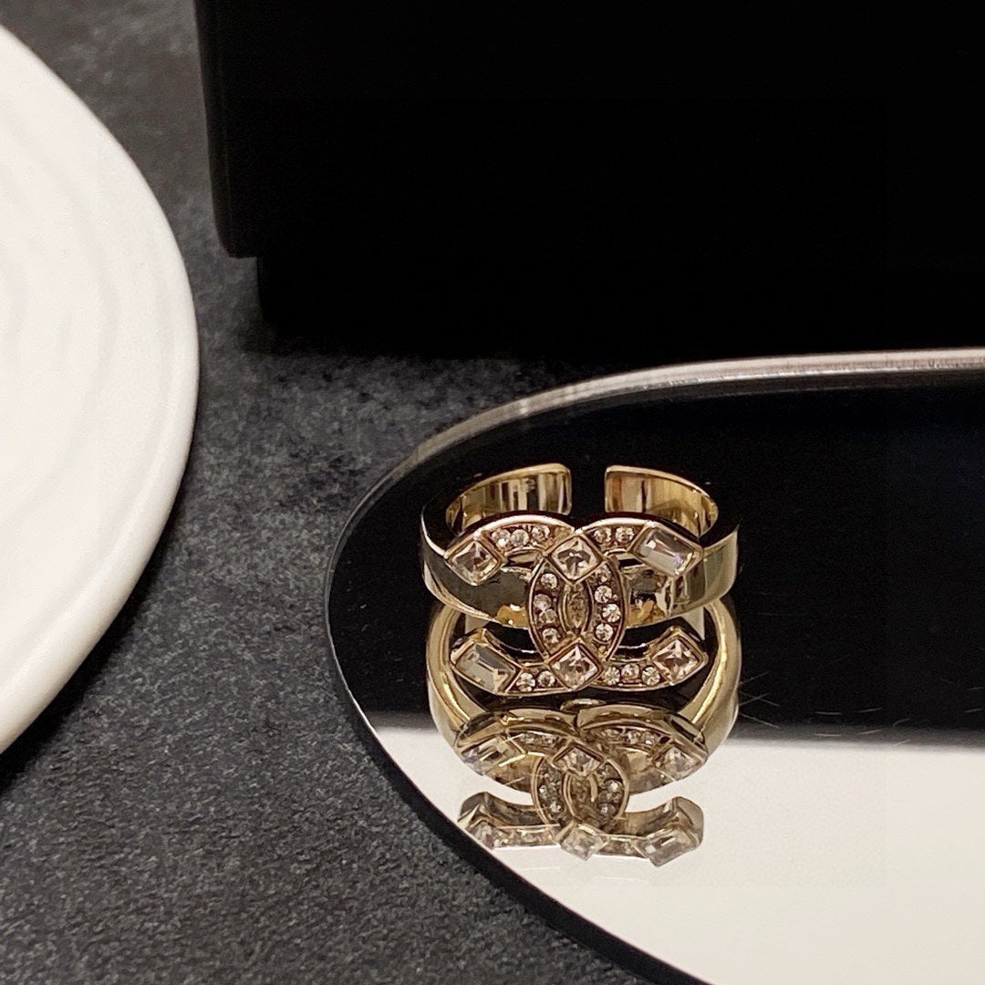 white crystal letter Ring for women - alternate angle view 7