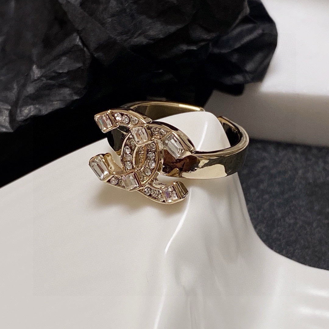 white crystal letter Ring for women - alternate angle view 6