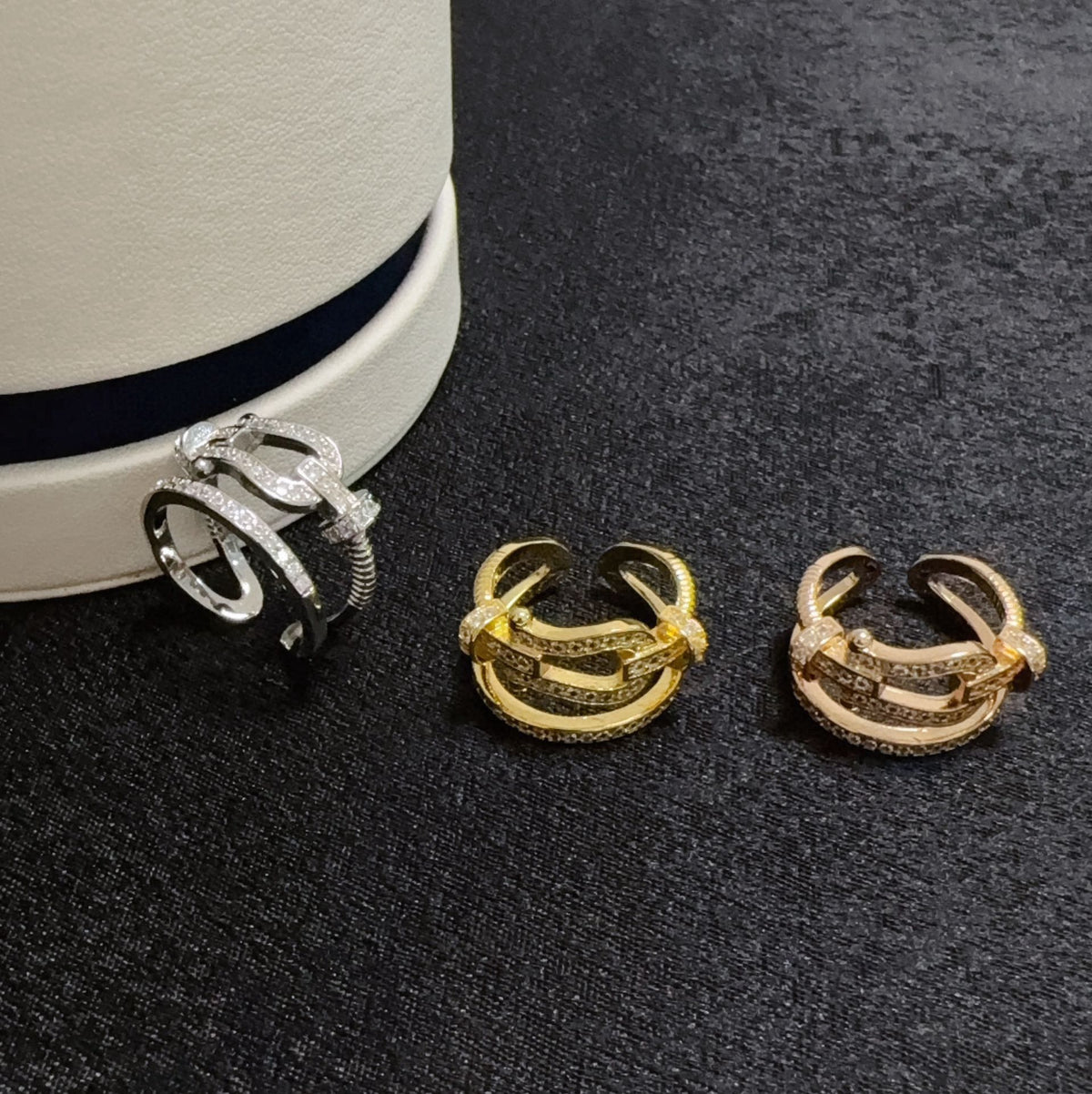 rose gold crystal rose Ring for men - alternate angle view 7