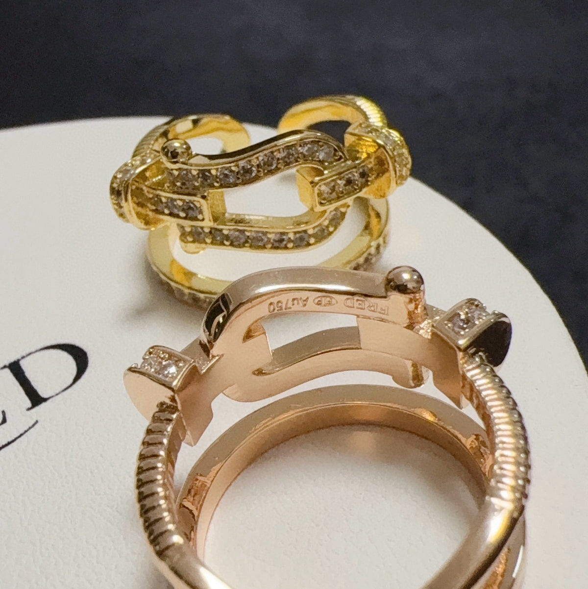 rose gold crystal rose Ring for men - alternate angle view 5