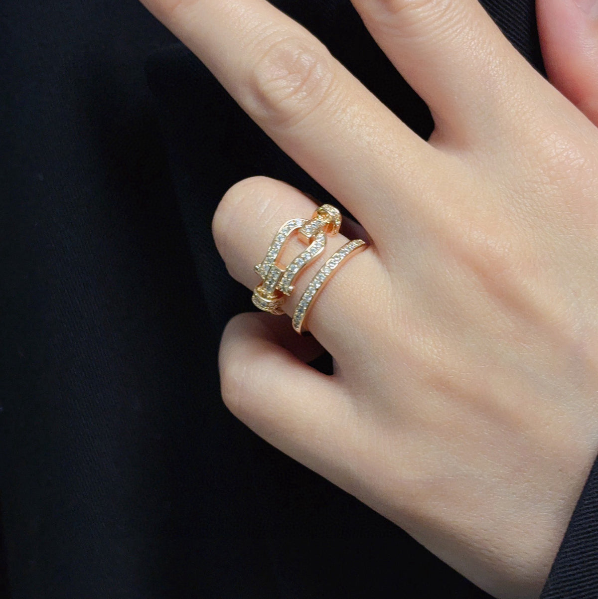 rose gold crystal rose Ring for men - product detail view