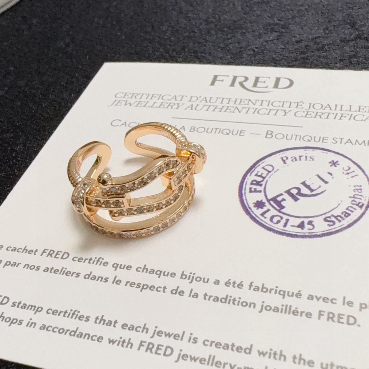 rose gold crystal rose Ring for men - alternate angle view 4