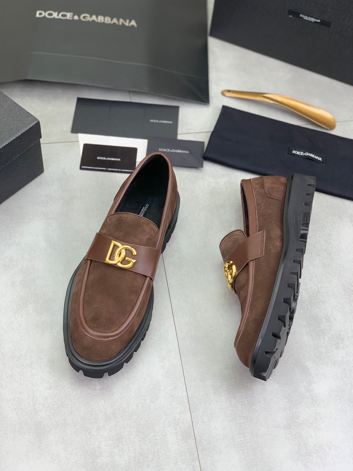 Dolce & Gabbana DG Men's Slip-On Moccasin Loafers with Metal Detail