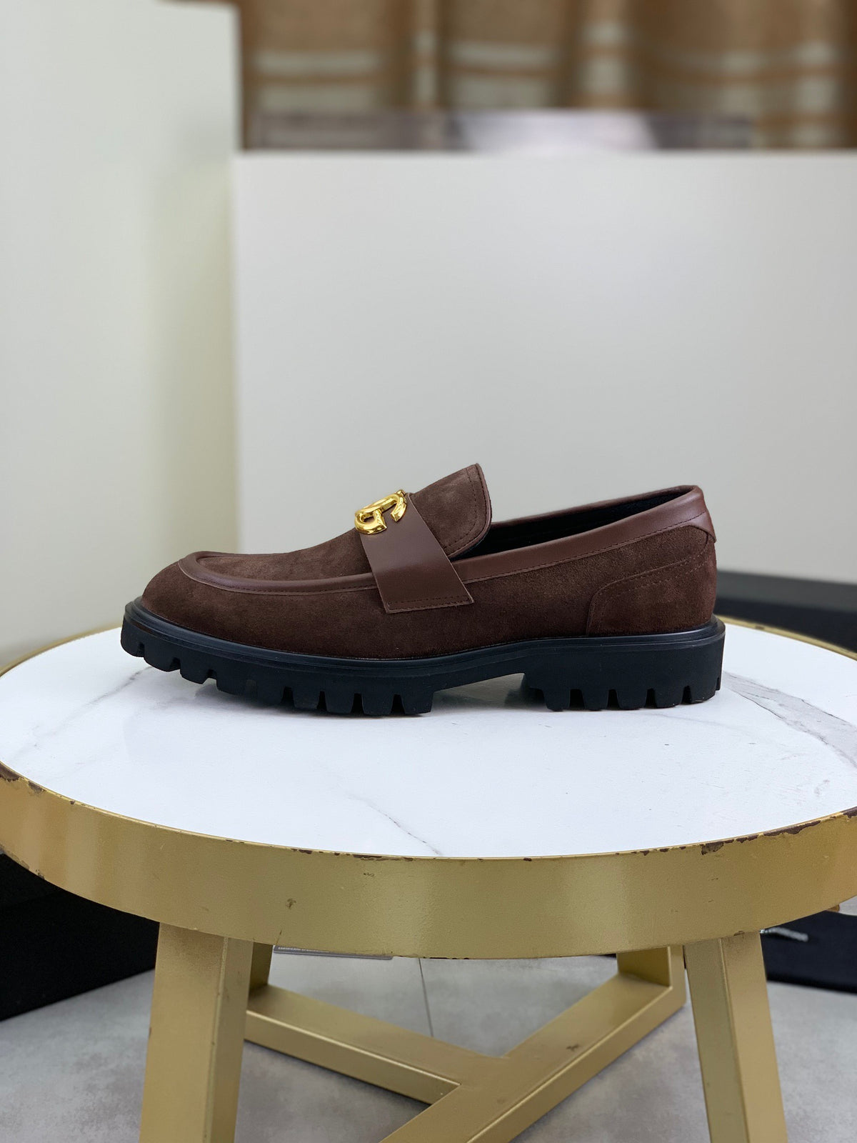 Dolce & Gabbana DG Men's Slip-On Moccasin Loafers with Metal Detail