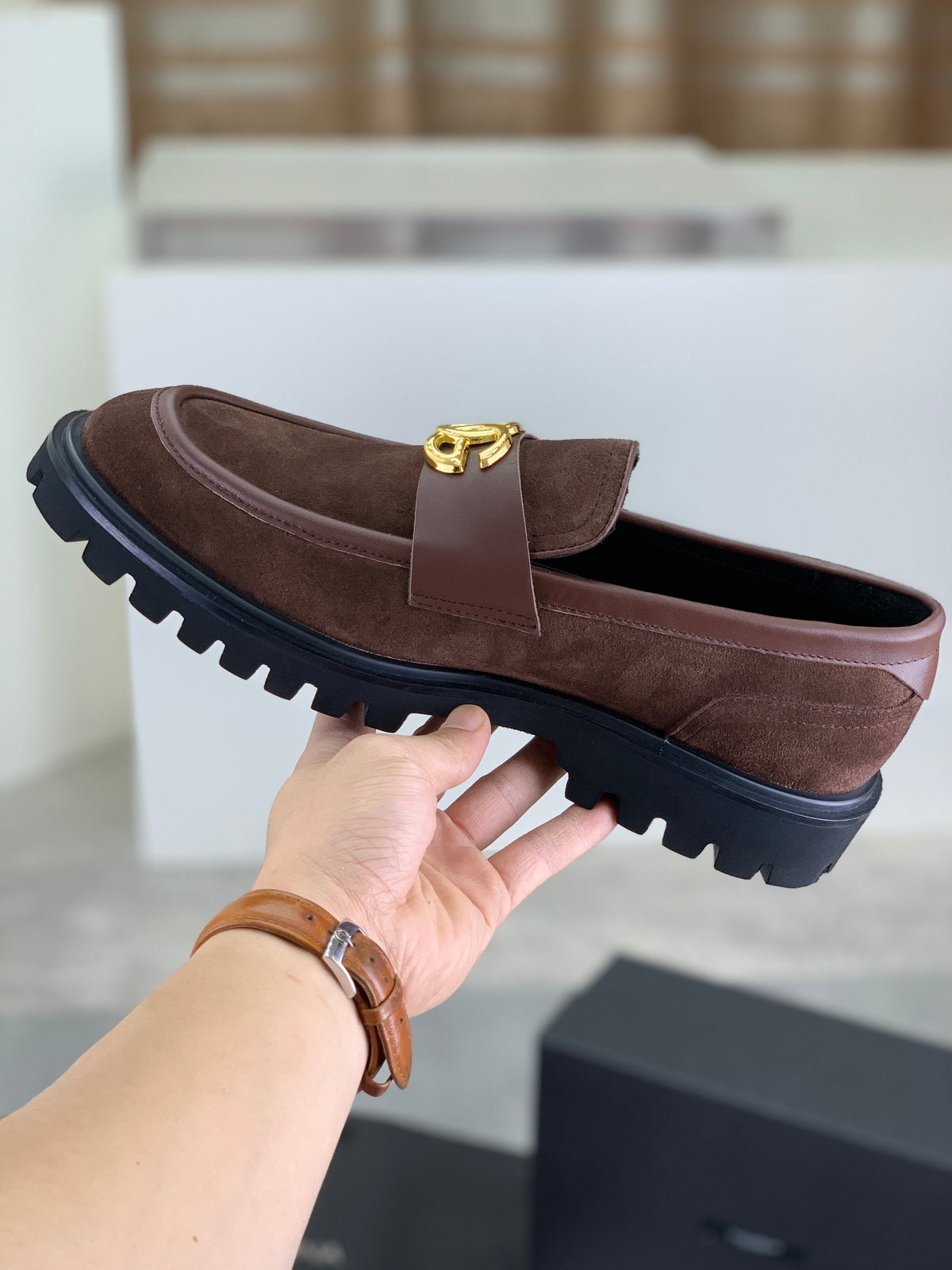 Dolce & Gabbana DG Men's Slip-On Moccasin Loafers with Metal Detail