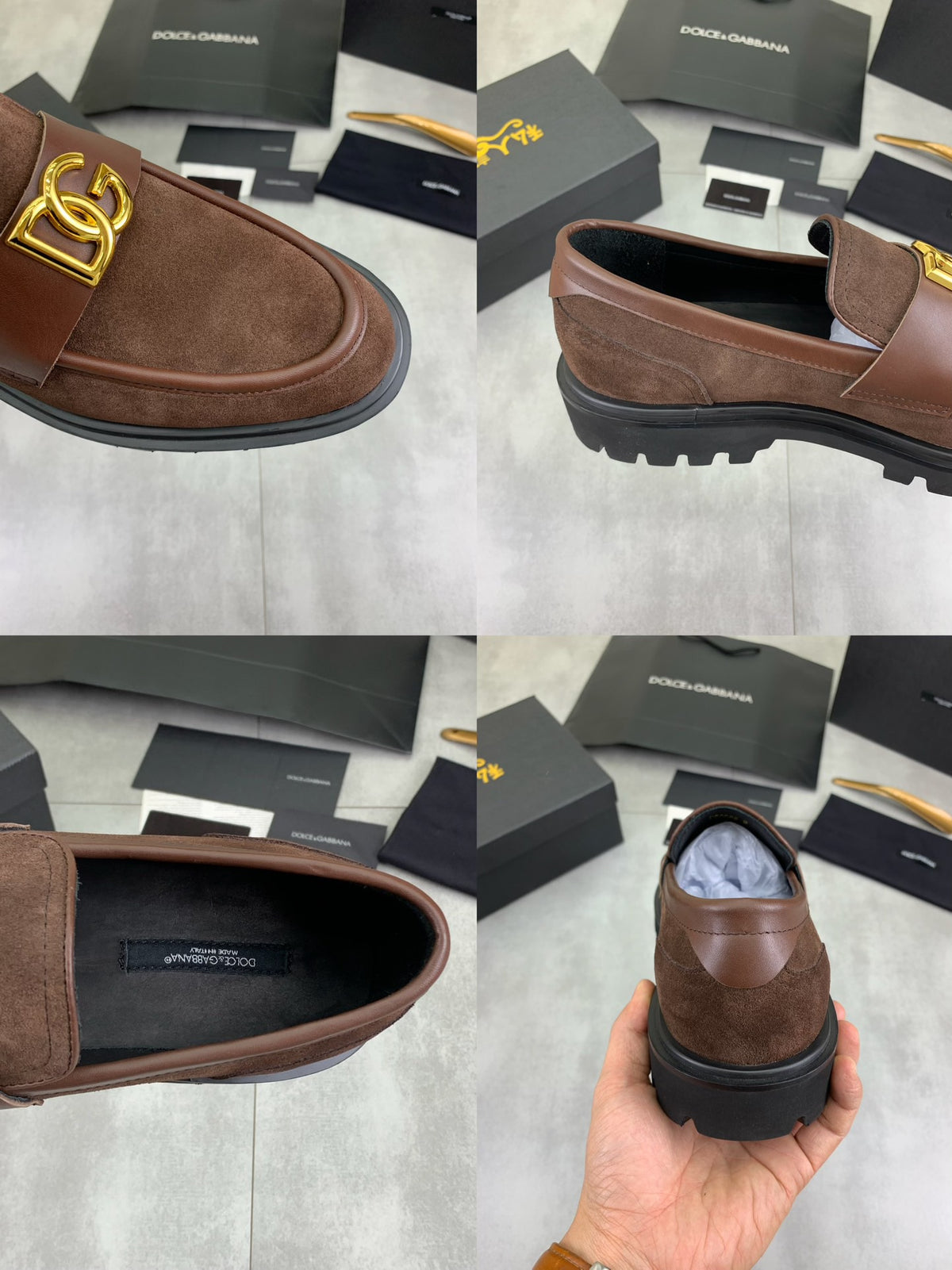 Dolce & Gabbana DG Men's Slip-On Moccasin Loafers with Metal Detail