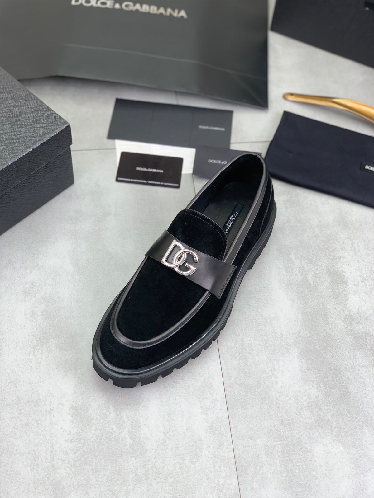 Dolce & Gabbana DG Men's Slip-On Moccasin Loafers with Metal Detail
