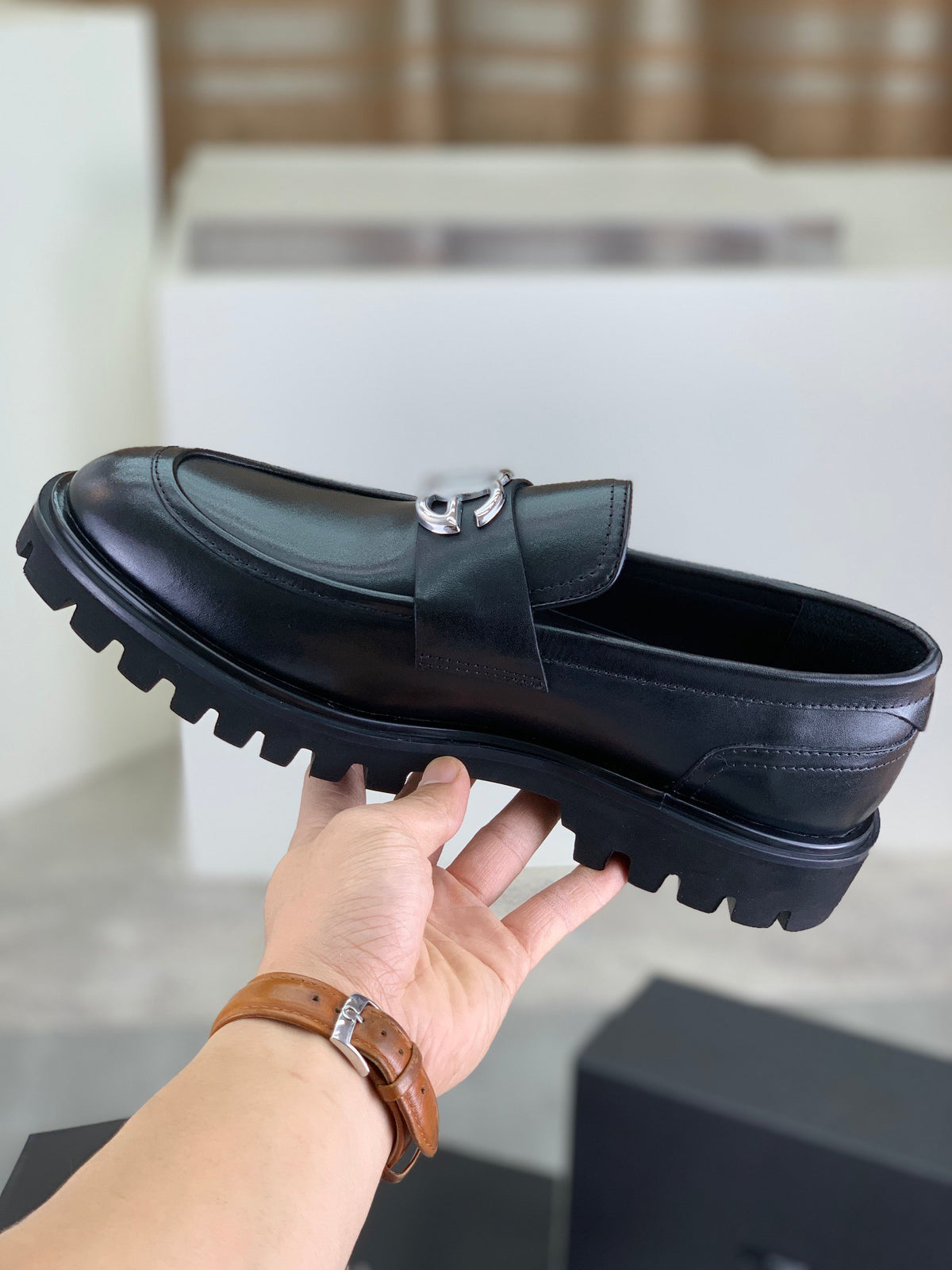 Dolce & Gabbana DG Men's Slip-On Moccasin Loafers with Metal Detail