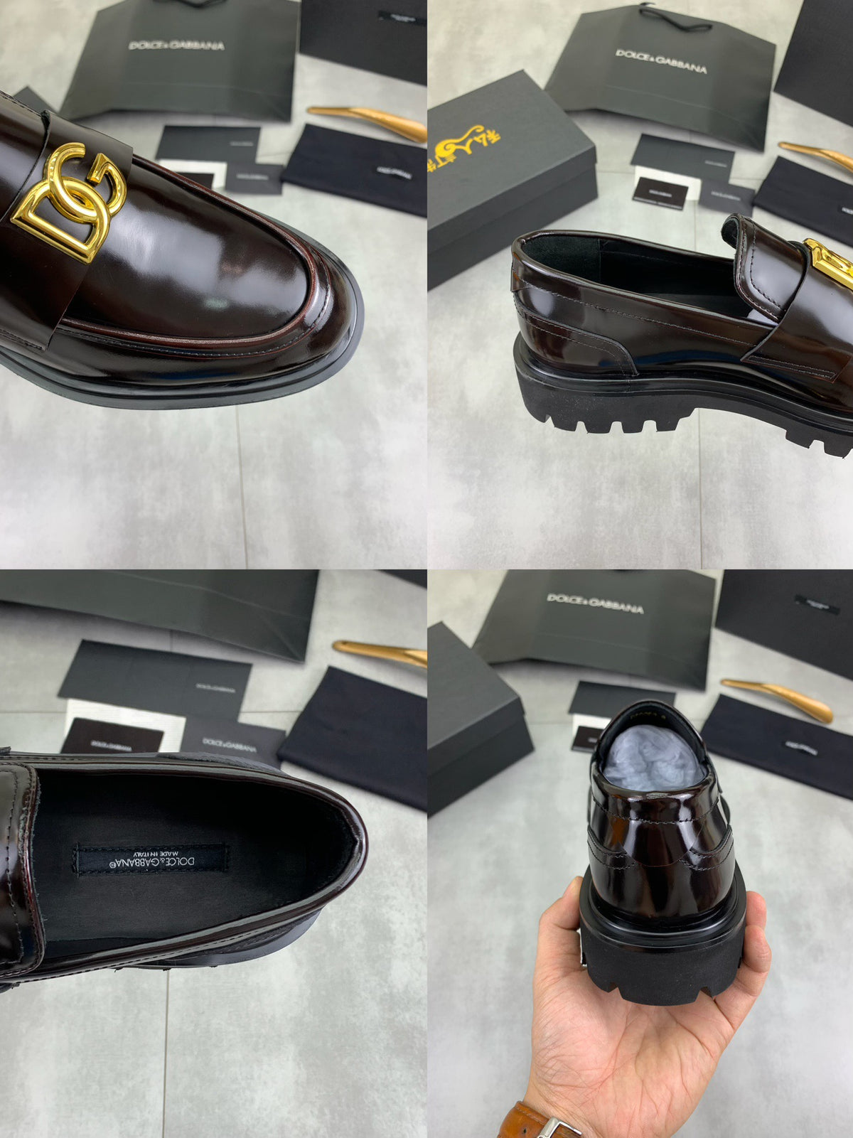 Dolce & Gabbana DG Men's Slip-On Moccasin Loafers with Metal Detail