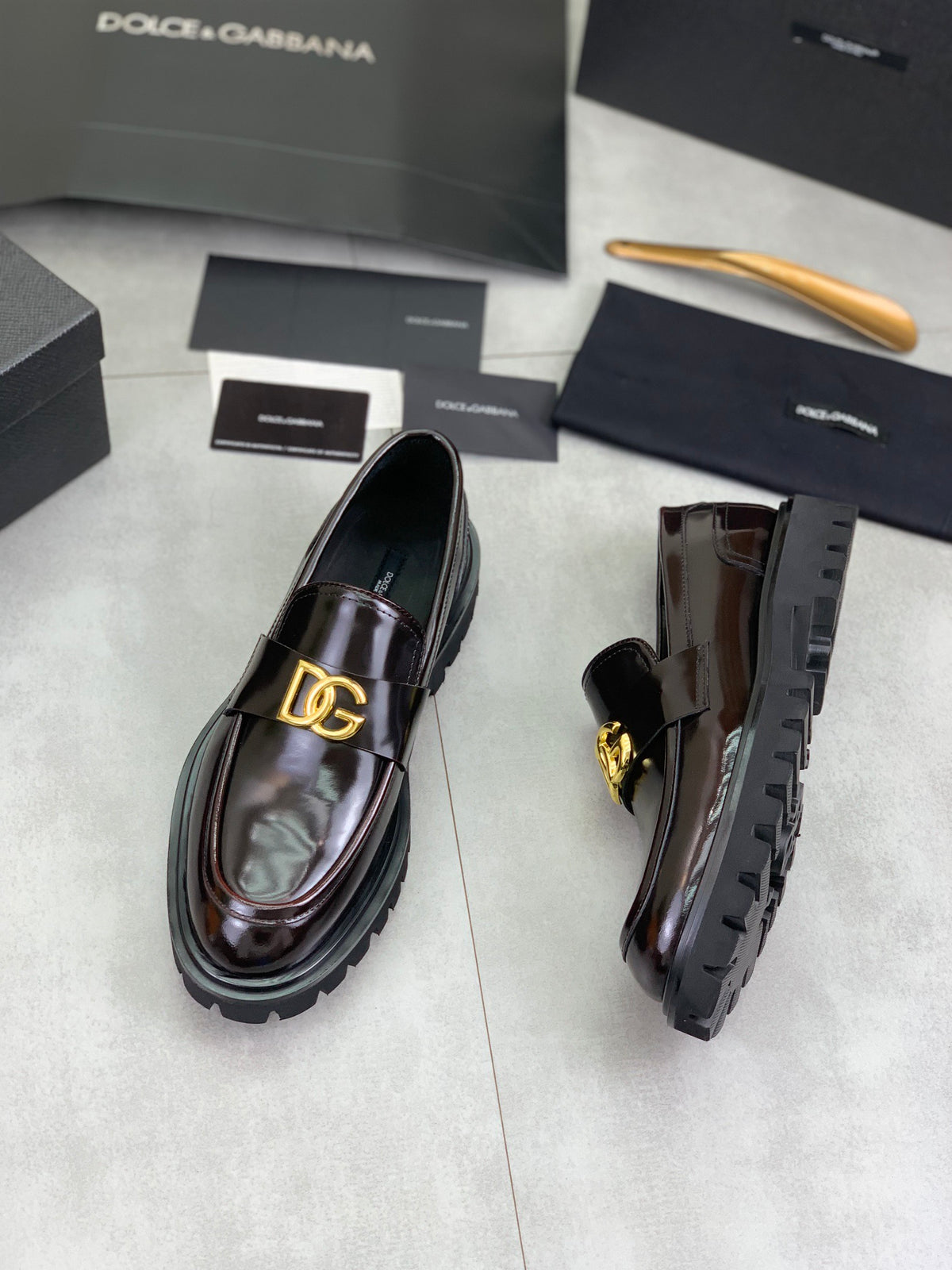 Dolce & Gabbana DG Men's Slip-On Moccasin Loafers with Metal Detail