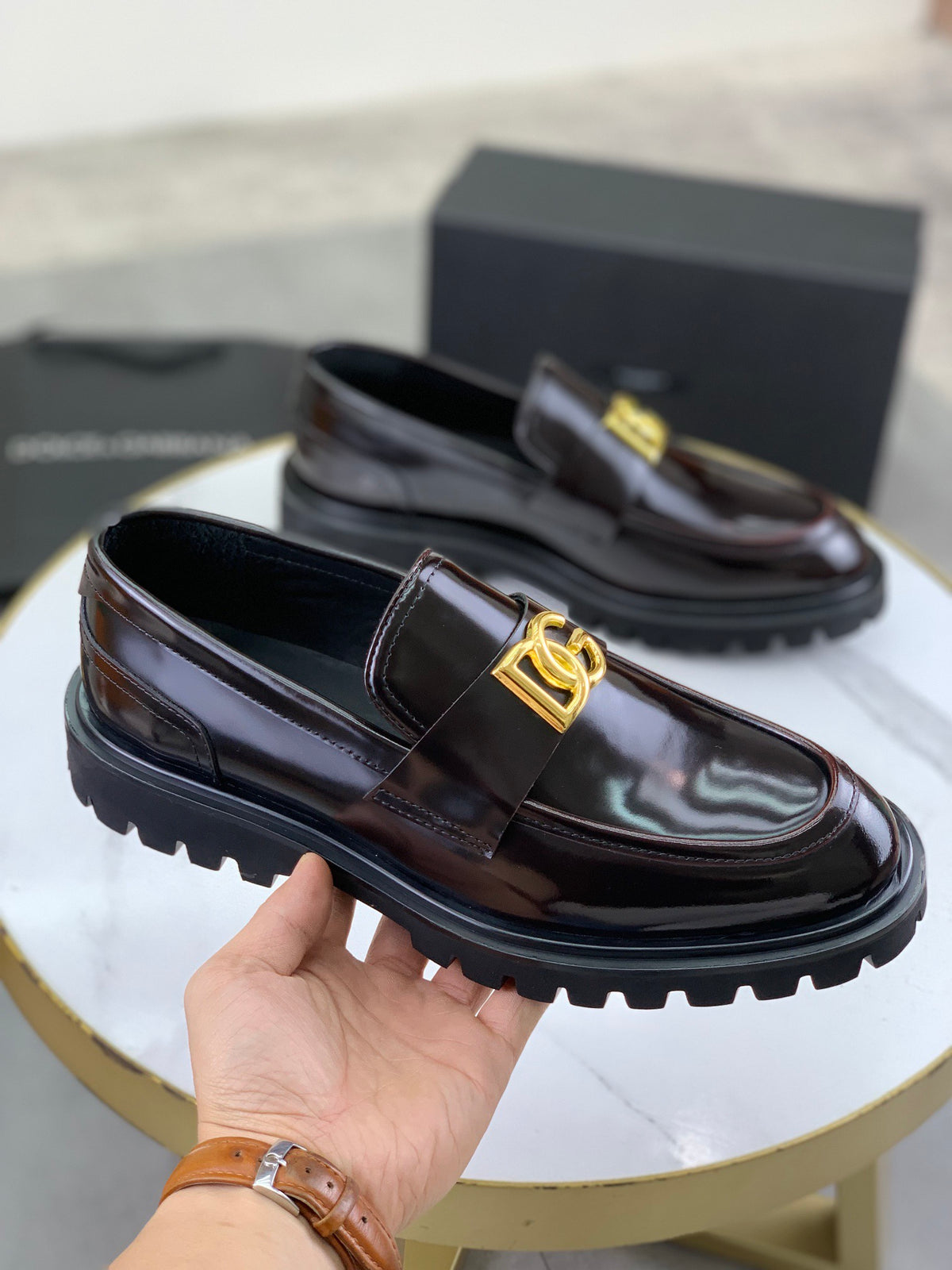 Dolce & Gabbana DG Men's Slip-On Moccasin Loafers with Metal Detail