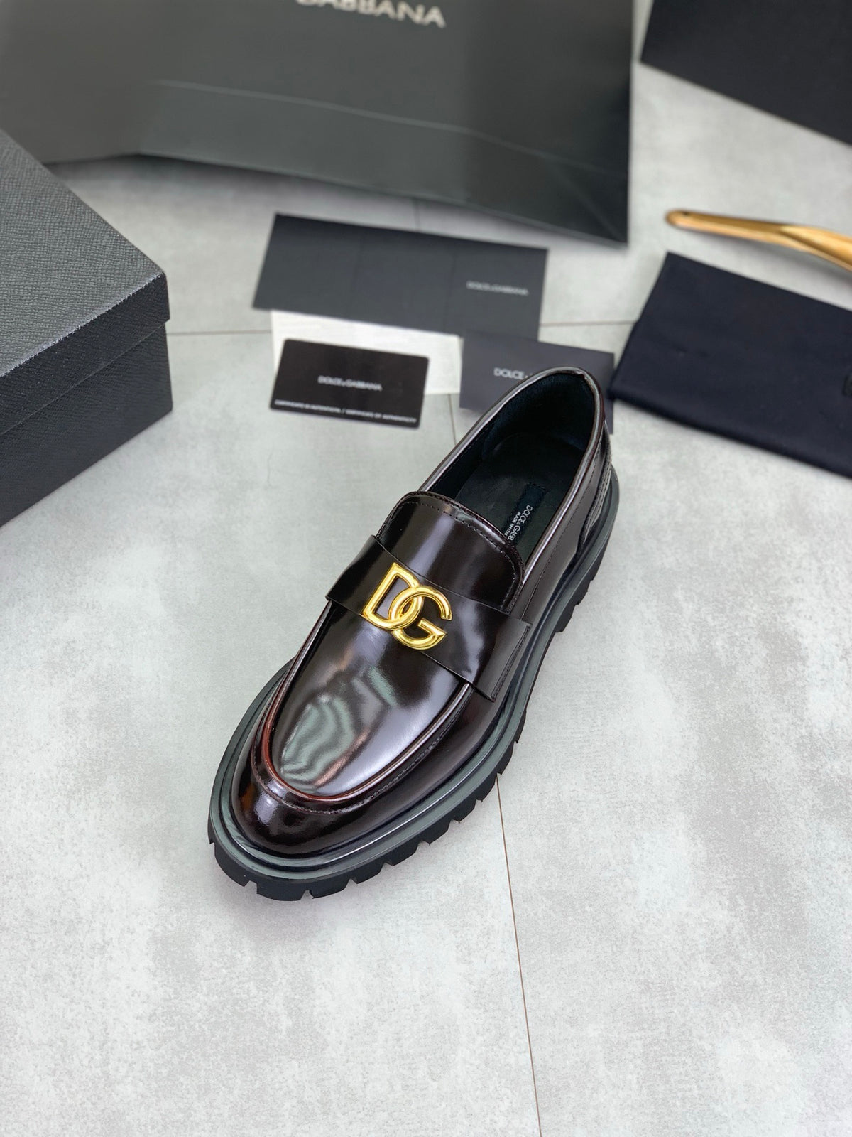 Dolce & Gabbana DG Men's Slip-On Moccasin Loafers with Metal Detail