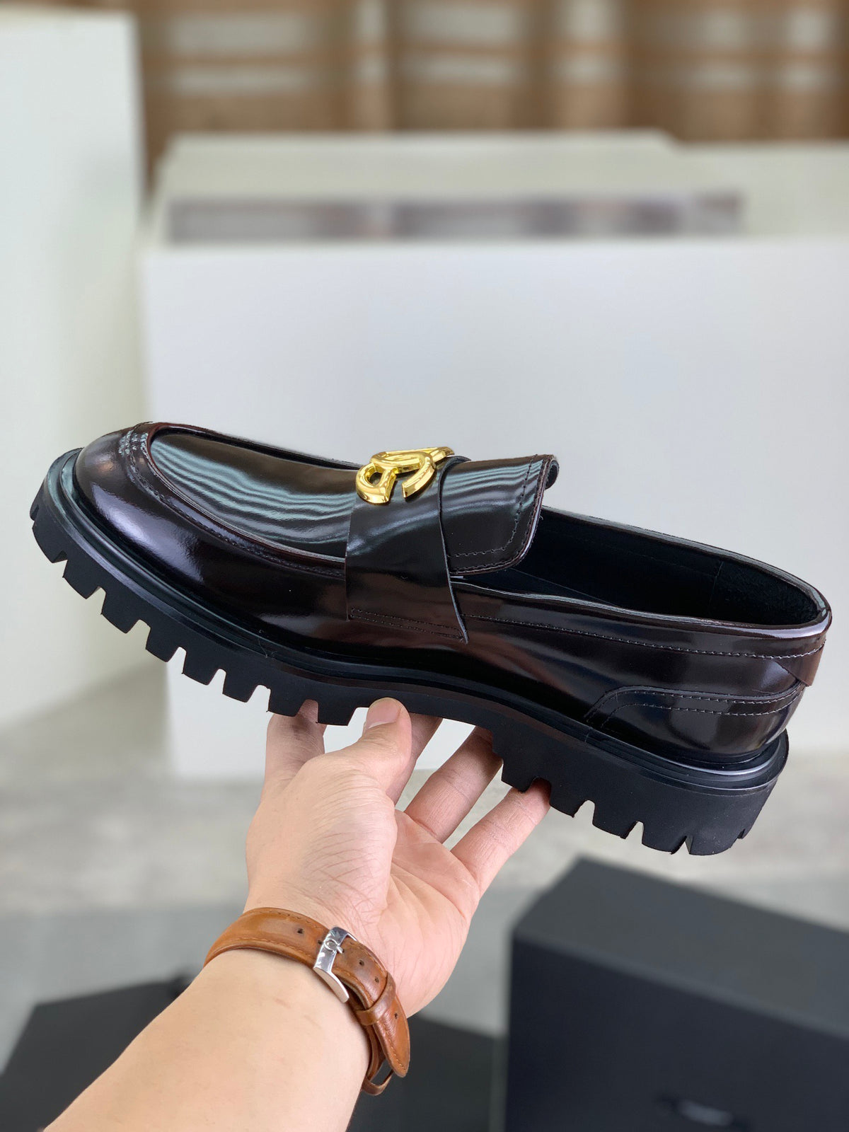 Dolce & Gabbana DG Men's Slip-On Moccasin Loafers with Metal Detail