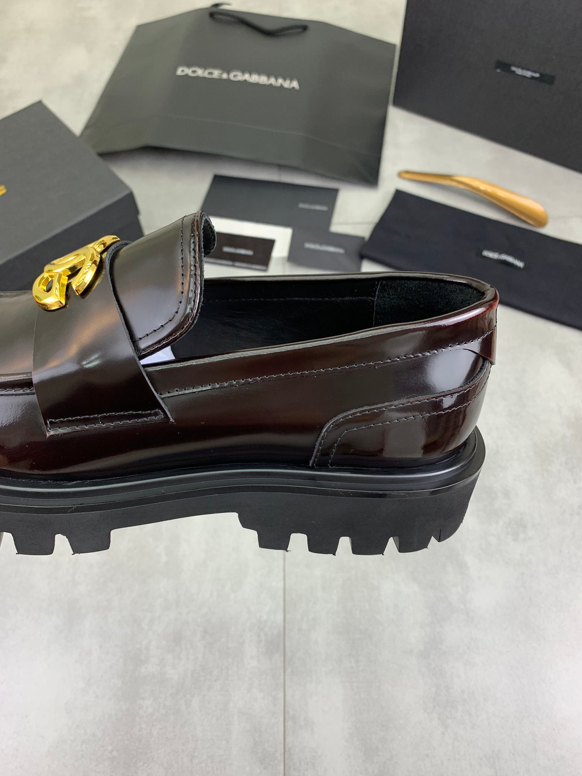 Dolce & Gabbana DG Men's Slip-On Moccasin Loafers with Metal Detail