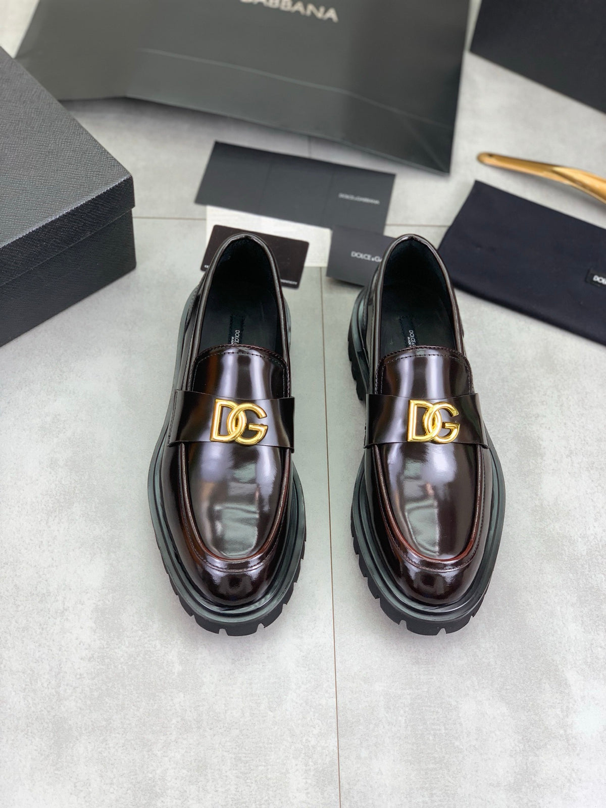 Dolce & Gabbana DG Men's Slip-On Moccasin Loafers with Metal Detail