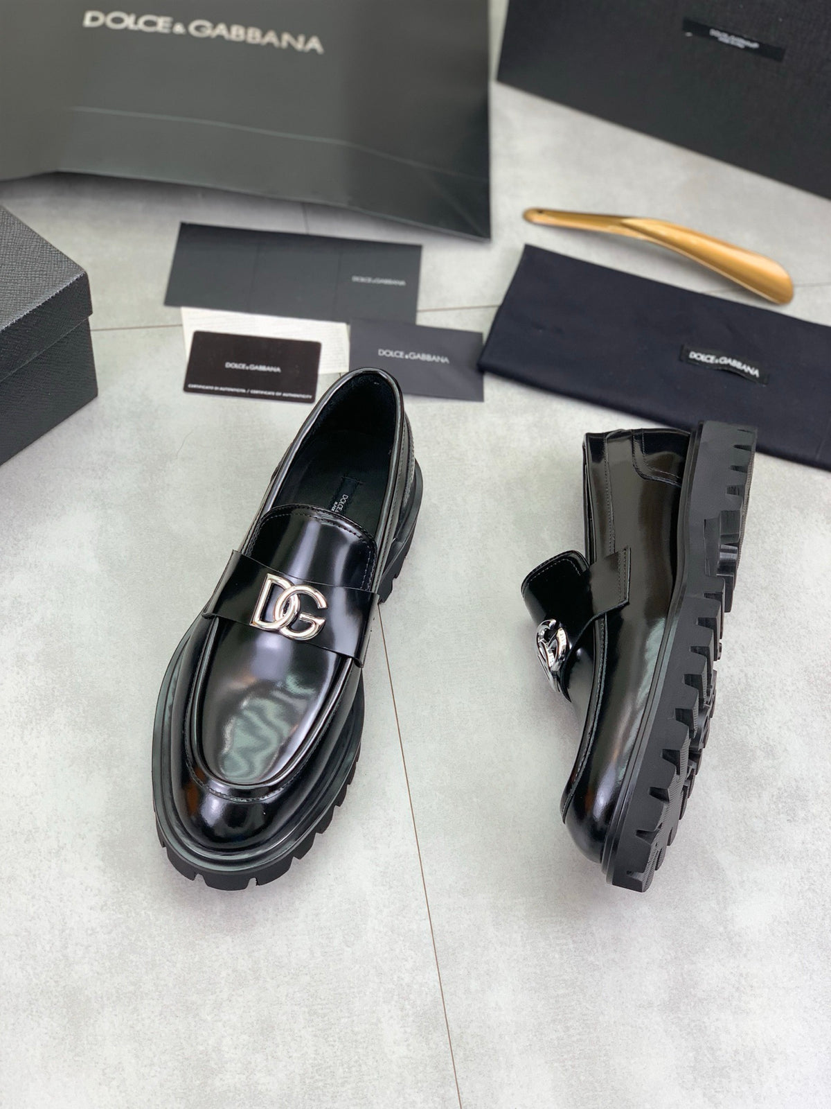 Dolce & Gabbana DG Men's Slip-On Moccasin Loafers with Metal Detail