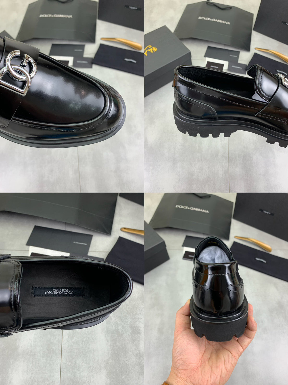 Dolce & Gabbana DG Men's Slip-On Moccasin Loafers with Metal Detail