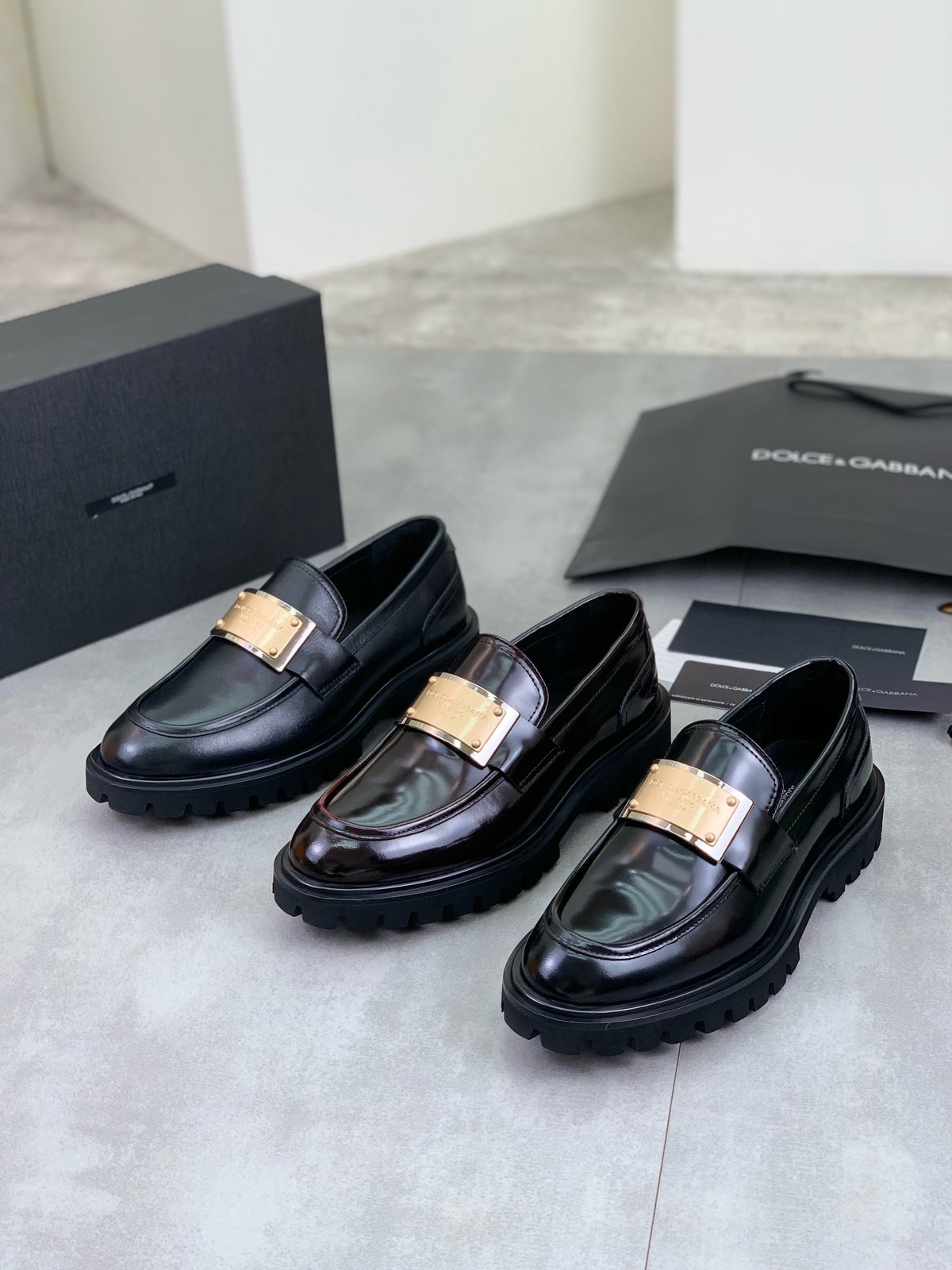 Dolce & Gabbana DG Men's Slip-On Moccasin Loafers with Metal Detail