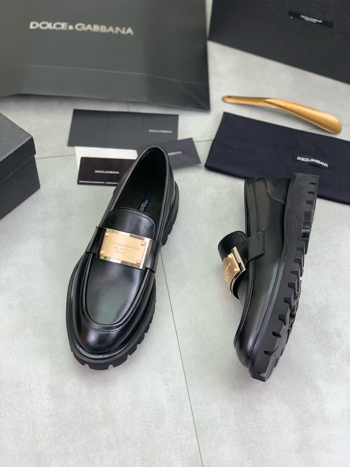 Dolce & Gabbana DG Men's Slip-On Moccasin Loafers with Metal Detail
