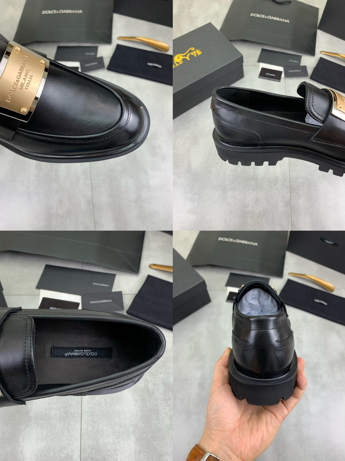 Dolce & Gabbana DG Men's Slip-On Moccasin Loafers with Metal Detail